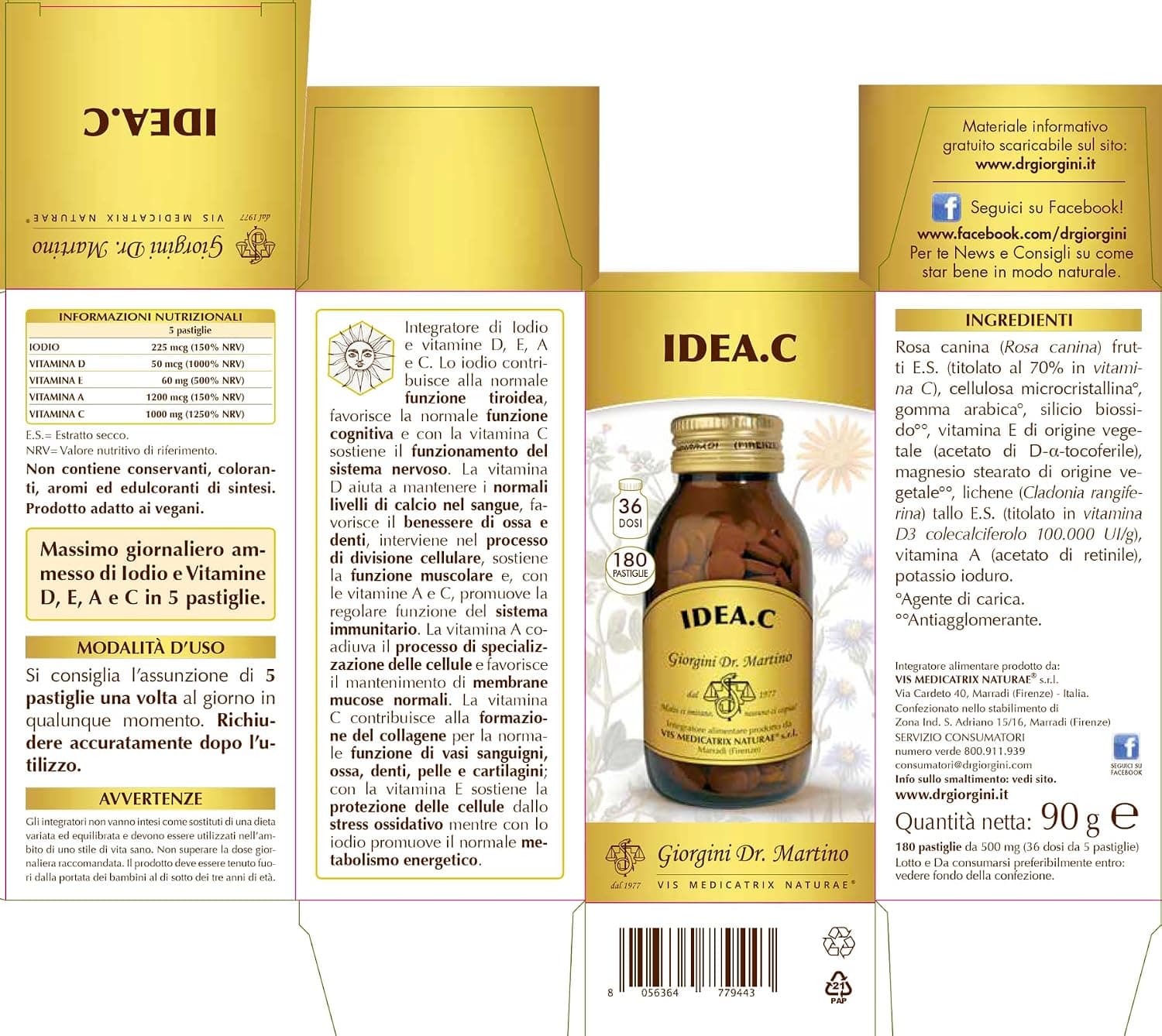 Dr Giorgini Idea.C - difese immuniarie - Iodio, Vitamina D, E, A e C - 180 pastiglie - 5