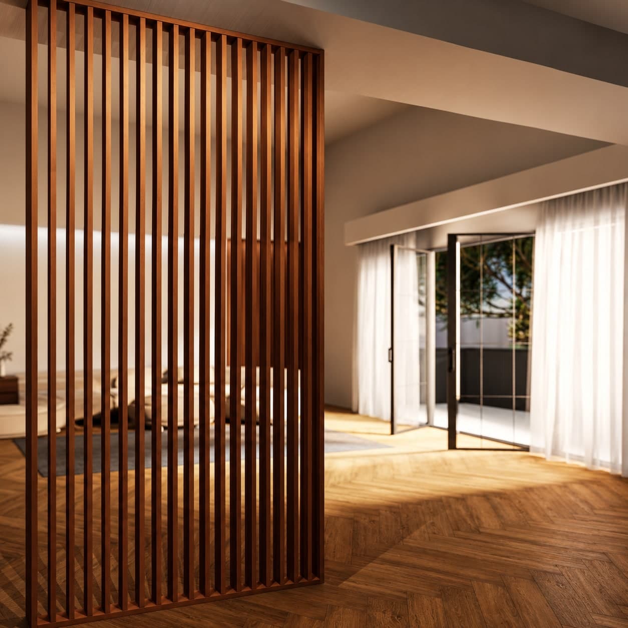 SIPA PURE Kit completo (7 toghe+2 basi orizzontali+staffe fisse) Divisorio Frangiluce in PVC Effetto Legno – rifilabile  650x2900mm - 16