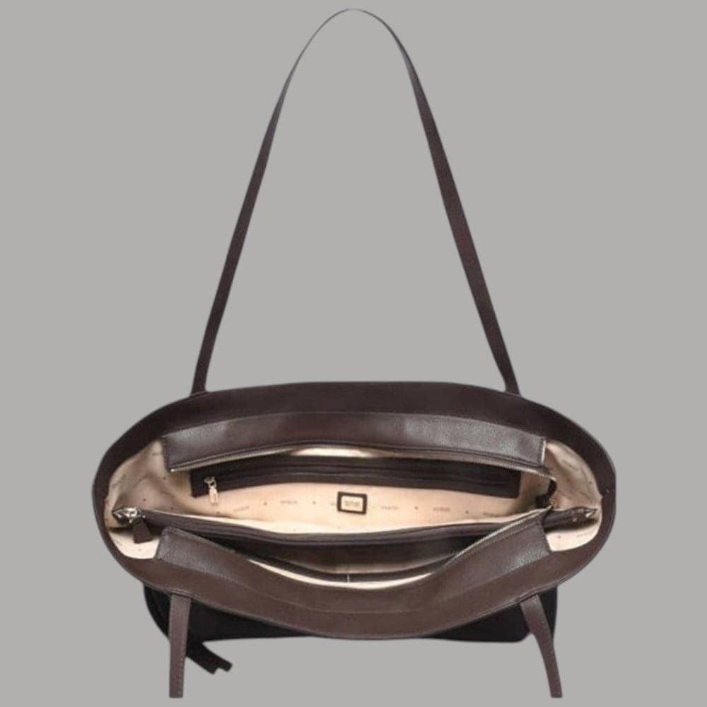 Borsa a spalla Guess Devon tote 3 scomparti Marrone - 4