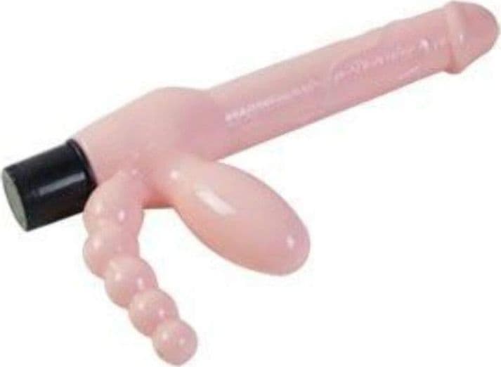 Strap-On Senza Cinghie Baile Super Strapless Vibrante 25,4 cm in TPR Flesh, Forma Curva - 8