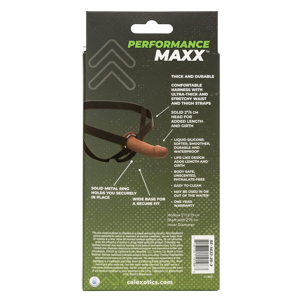 Estensore Cavo CalExotics Performance MAXX 17,25 cm Marrone in Silicone Liquido con Harness +5 cm - 3