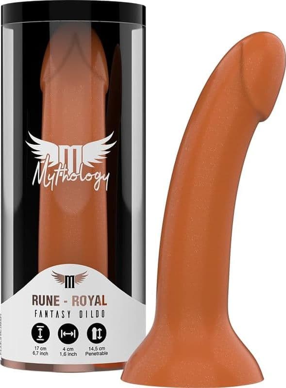 Dildo Mythology Rune Royal Fantasy M 17 cm in Silicone Bronzo con Ventosa, Diametro 4 cm - 5