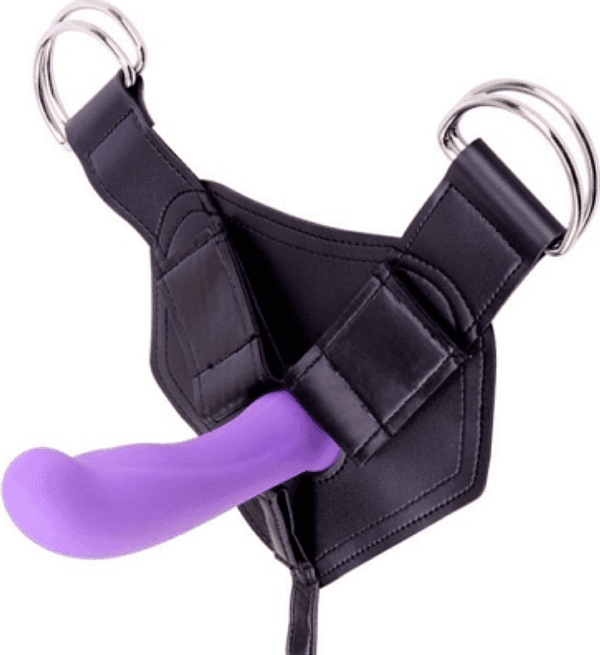 Strap-On Chisa R.G.B Amor Nero e Viola con Dildo in Silicone e Harness Regolabile fino a 119 cm - 5