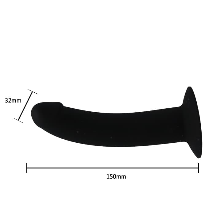 Strap-On Baile Ultra Passionate BW-022052 Nero con Dildo Curvo in Silicone 15 cm e Harness Regolabile - 7