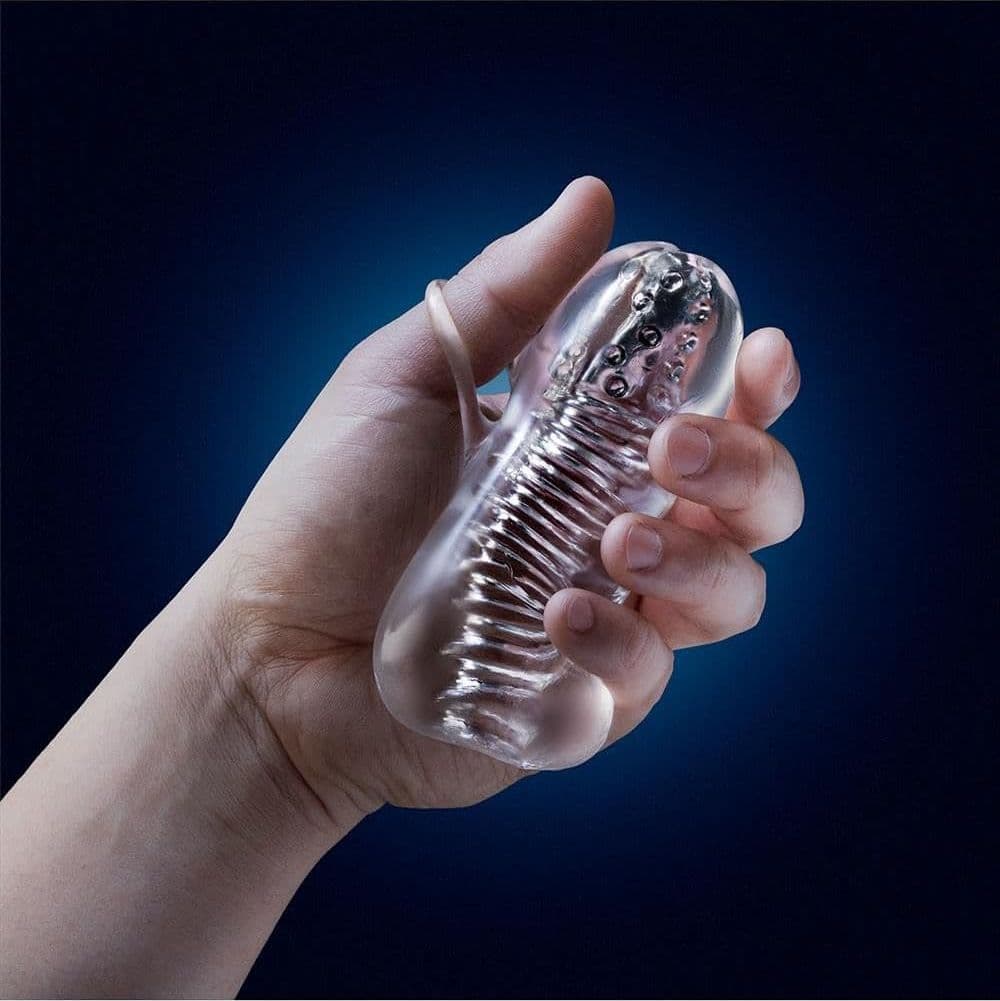 Masturbatore Uomo Blush M for Men Hand Tool Clear in TPE Trasparente con Texture Interne - 2