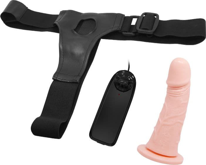 Strap-On Vibrante Baile Ultra Passionate 15 cm in TPR Flesh con Controller Cablato e Harness Regolabile - 4