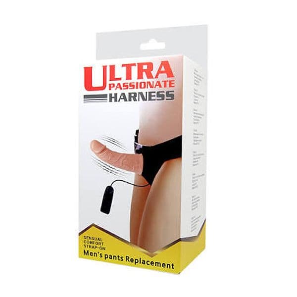 Strap-On Vibrante Baile Ultra Passionate 15 cm in TPR Flesh con Controller Cablato e Harness Regolabile - 9
