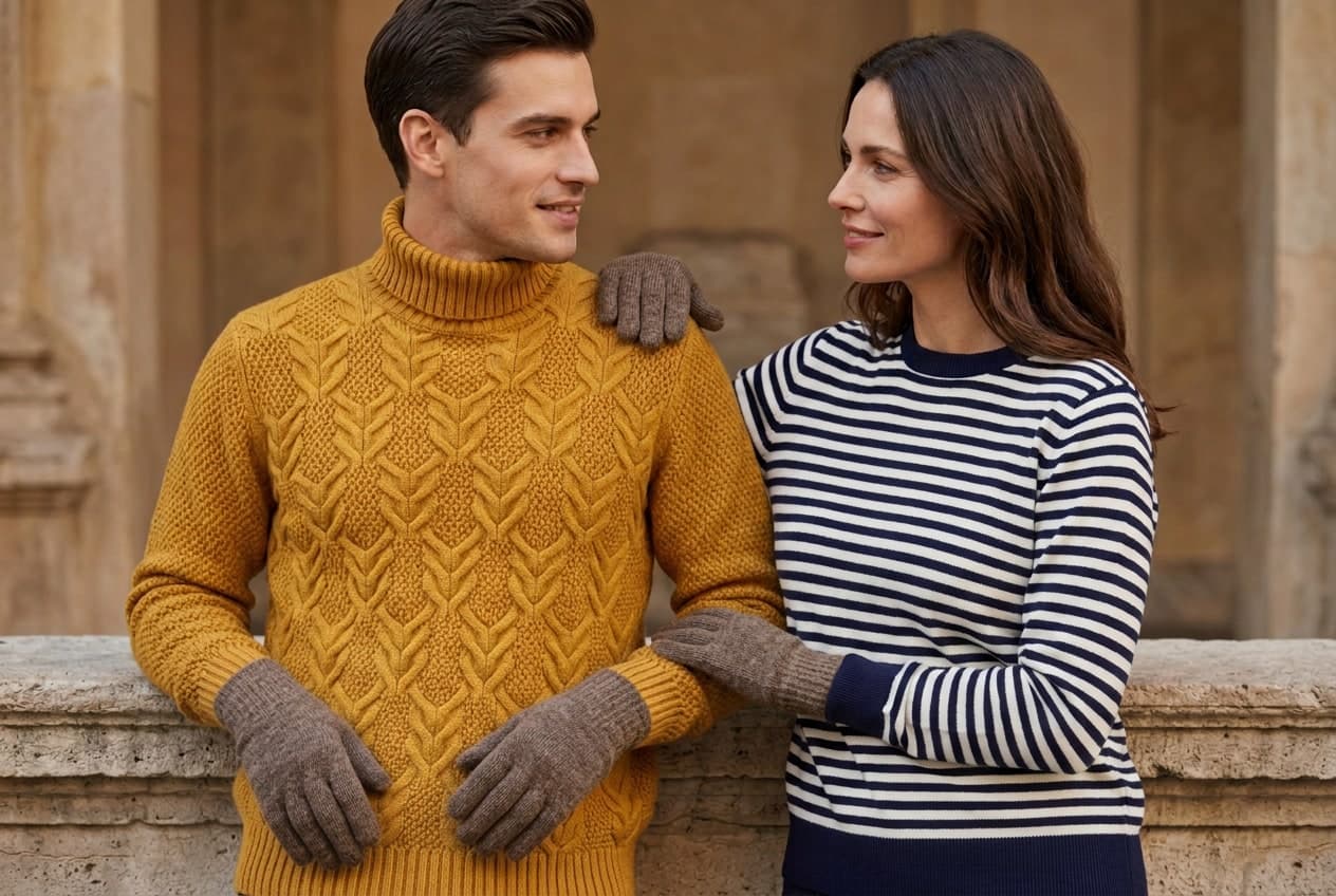 Guanti uomo e donna Riviera 100% cachemire colore legno Made in Italy - 2