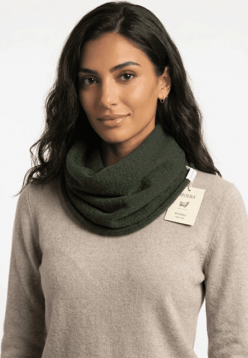Scaldacollo Riviera in lana 100% verde bosco unisex