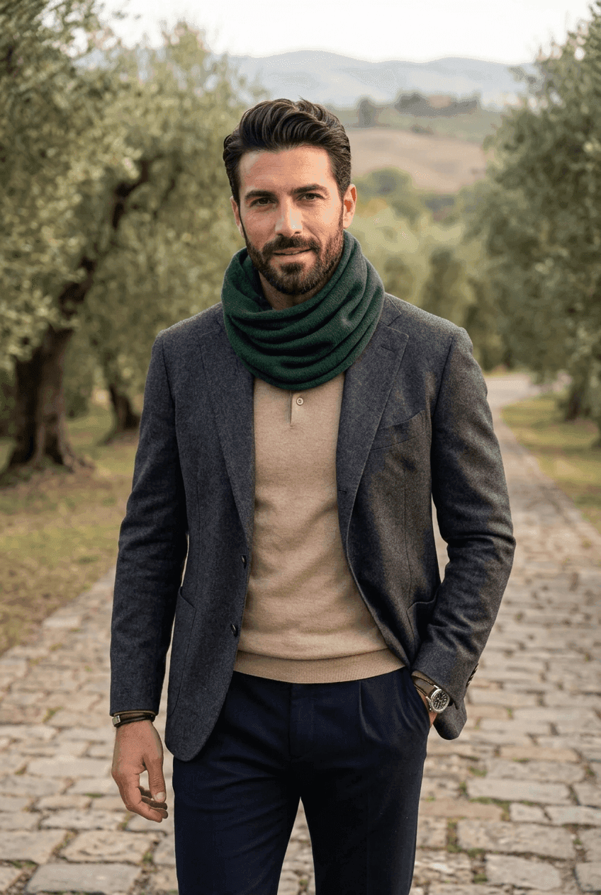 Scaldacollo Riviera in lana 100% verde bosco unisex - 2