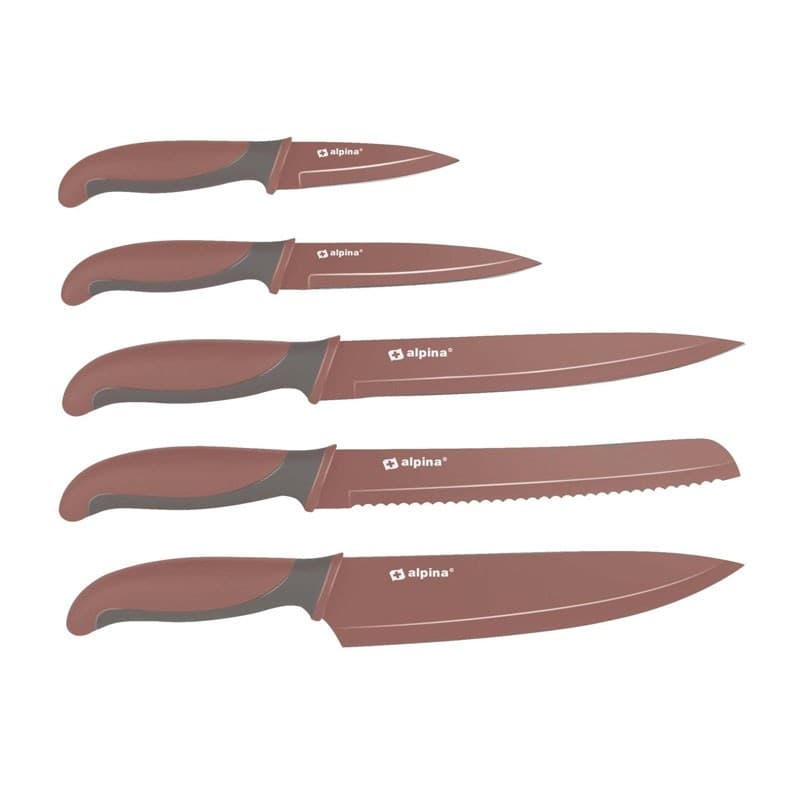 Alpina - Stainless steel knife set (Burgundy) - 5