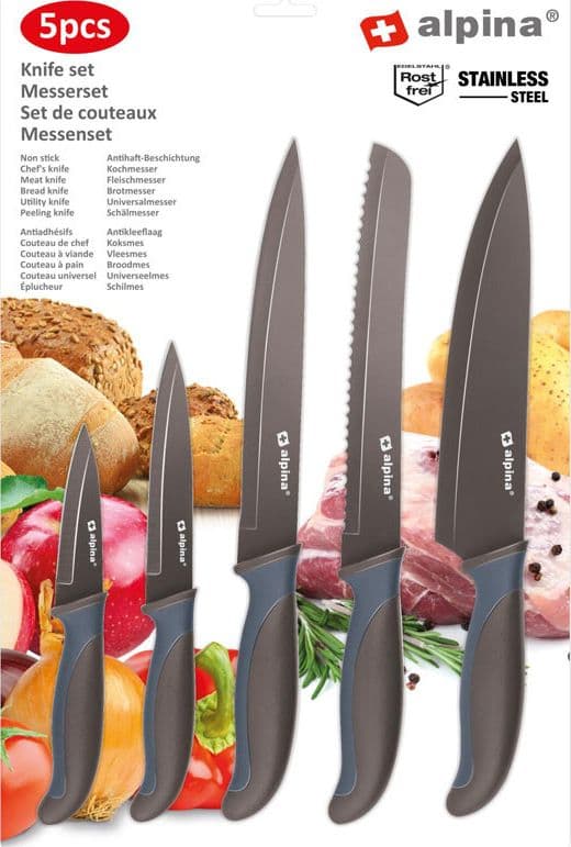 Alpina - Stainless steel knife set (Brown) - 2