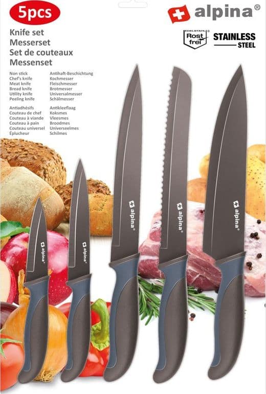 Alpina - Stainless steel knife set (Brown) - 6