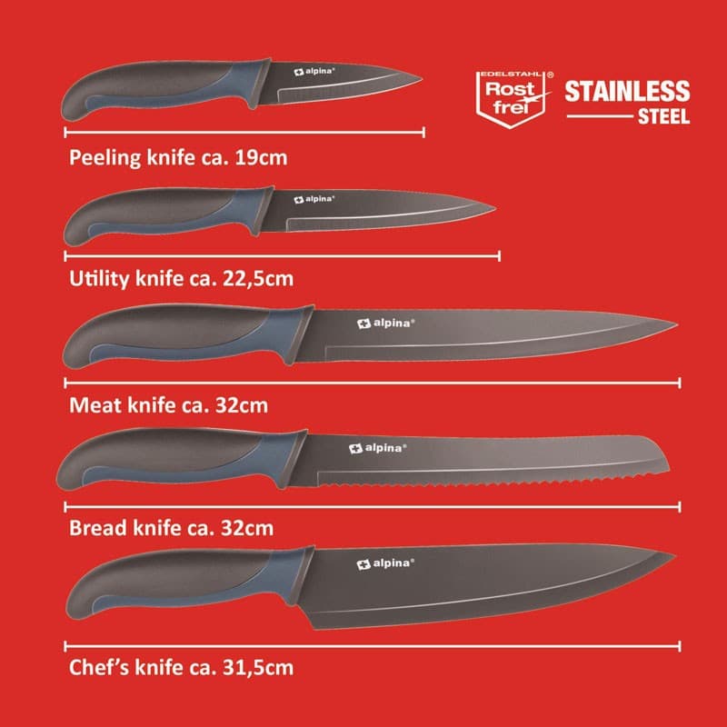 Alpina - Stainless steel knife set (Brown) - 7