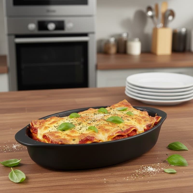 Alpina - Teglia da forno in ceramica, ovale, 27x17x5,3 cm (nero) - 3