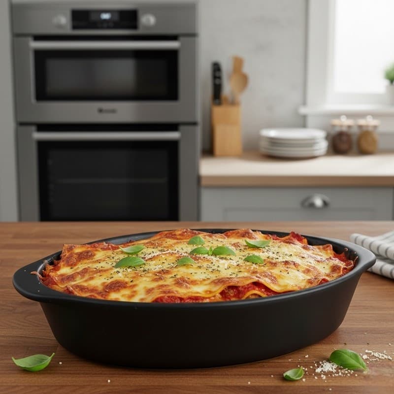 Alpina - Teglia da forno in ceramica, ovale, 20x12x5 cm, 470 ml (nero) - 7