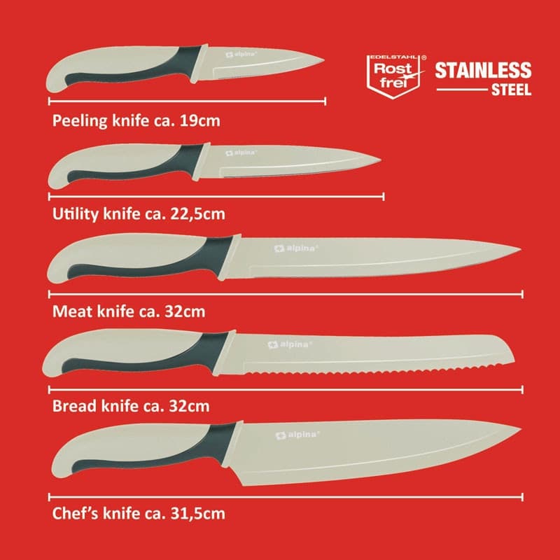 Alpina - Stainless steel knife set (Green) - 3