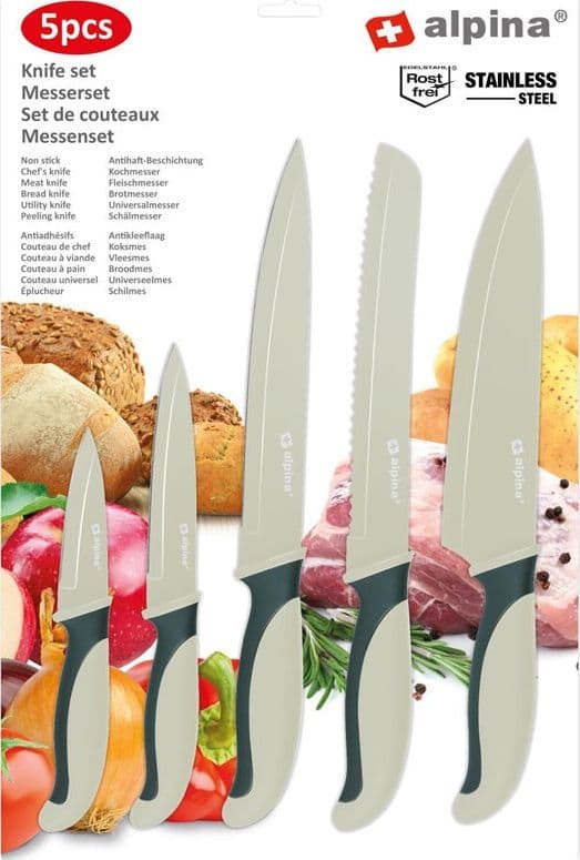 Alpina - Stainless steel knife set (Green) - 6