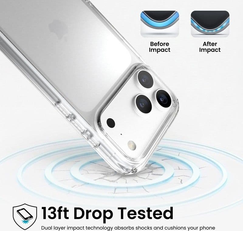 Speck Presidio Perfect Clear - Custodia per iPhone 18 Pro Max / 17 Pro Max (Trasparente) - 8