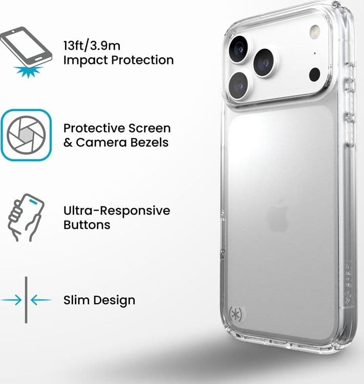 Speck Presidio Perfect Clear - Custodia per iPhone 18 Pro Max / 17 Pro Max (Trasparente) - 9