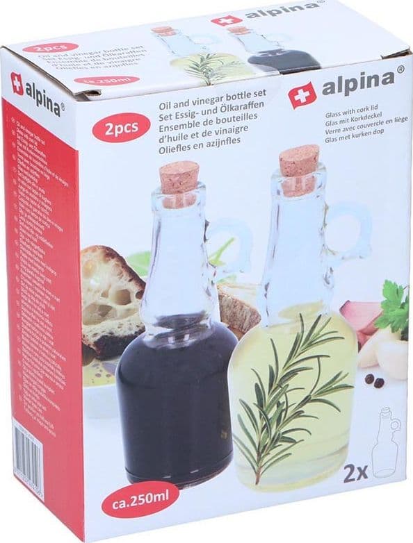 Alpina - Glass bottle with cork for oil/vinegar 250ml 2 pcs. - 2