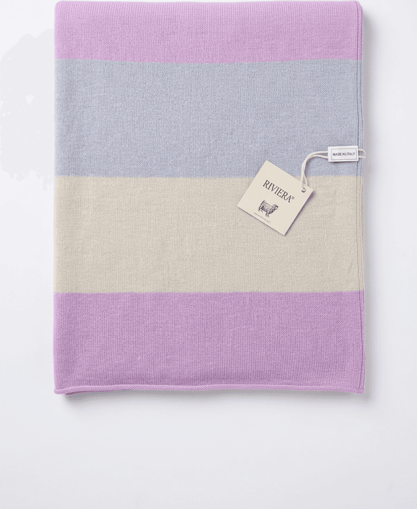 Sciarpa donna Riviera in puro cashmere lilla/beige/corda/azzurro - 2