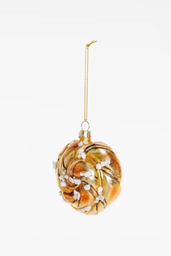 Decorazione Natalizia Cinnamon Roll in Vetro da Appendere, Addobbo a Forma di Dolce per Albero di Natale, 8 cm - 2