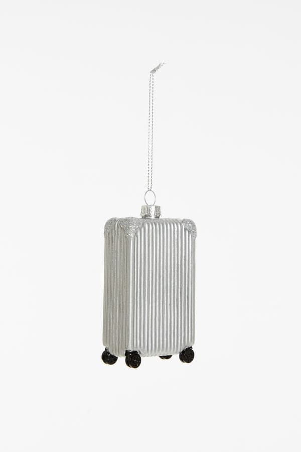 Decorazione Natalizia Valigia Argento da Appendere, Addobbo a Forma di Trolley per Albero di Natale, Idea Regalo - 2