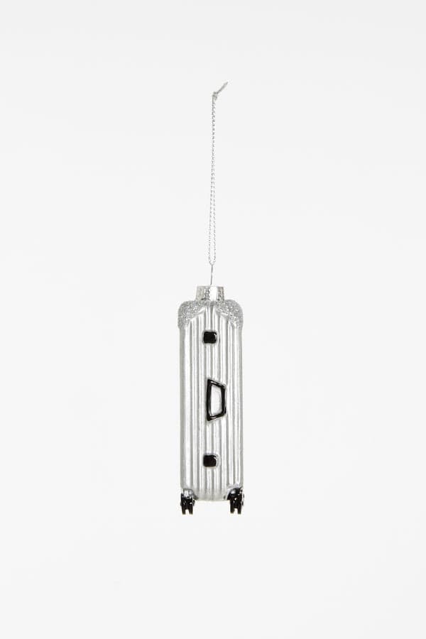 Decorazione Natalizia Valigia Argento da Appendere, Addobbo a Forma di Trolley per Albero di Natale, Idea Regalo - 3