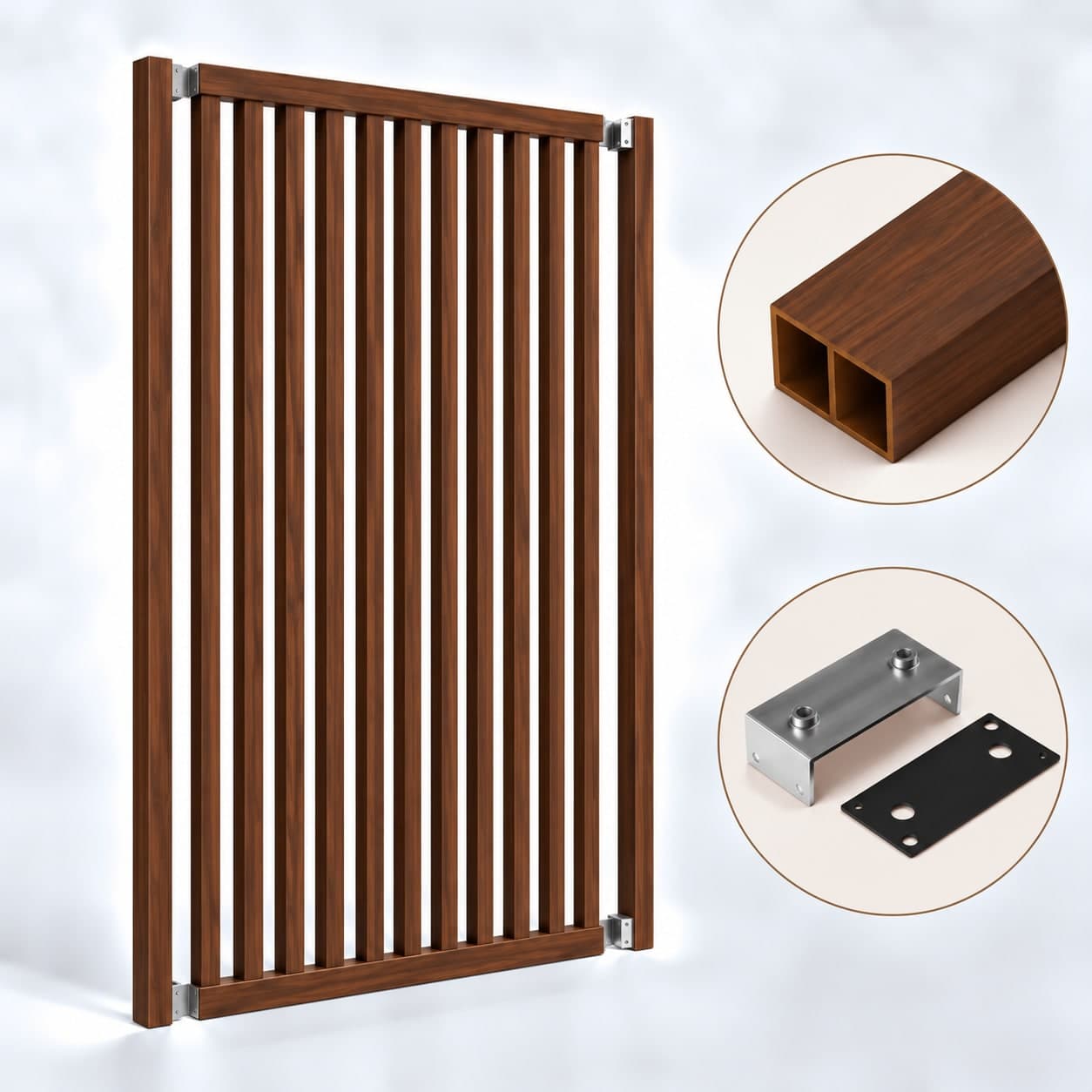 SIPA PURE Kit completo (13 toghe+2 basi orizzontali+staffe fisse) Divisorio Frangiluce in PVC Effetto Legno – rifilabile  1250x2900mm - 20