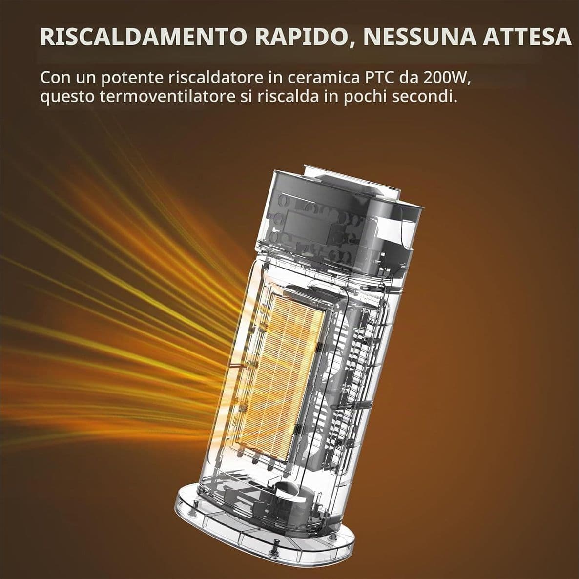 Termoventilatore Portatile 2 in 1 con Umidificatore d'Aria Riscaldatore Elettrico a Calore Istantaneo PTC Termostato Regolabile Timer e Telecomando - 3