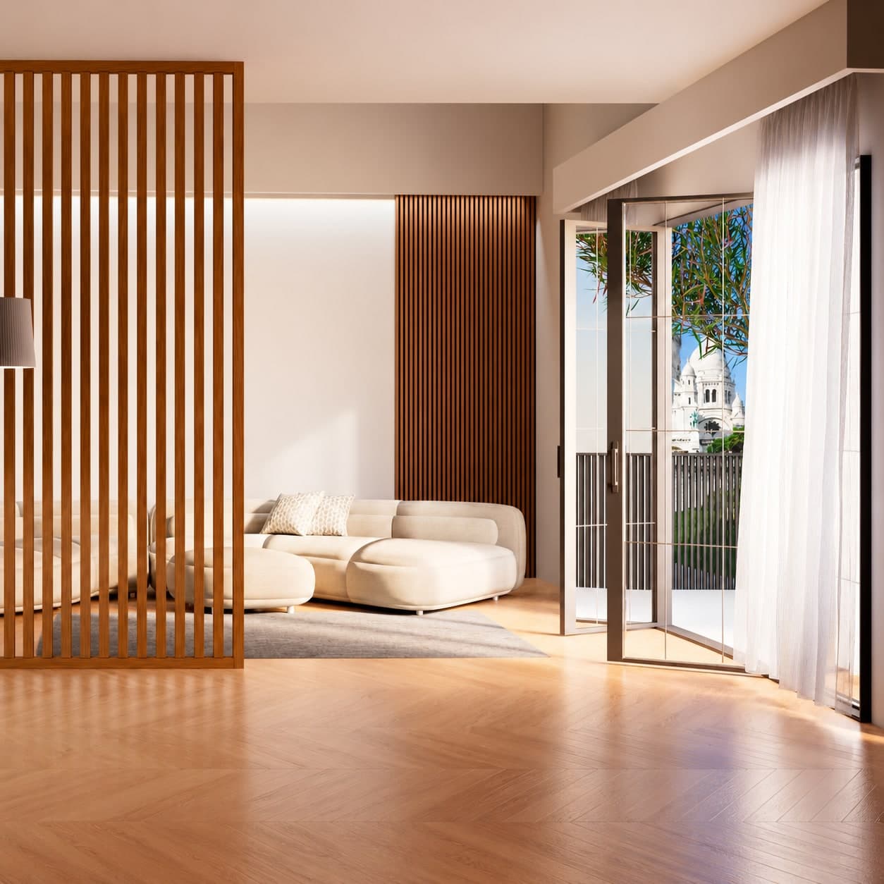 SIPA PURE Kit completo (16 toghe+2 basi orizzontali+staffe fisse) Divisorio Frangiluce in PVC Effetto Legno – rifilabile  1550x2900mm - 16
