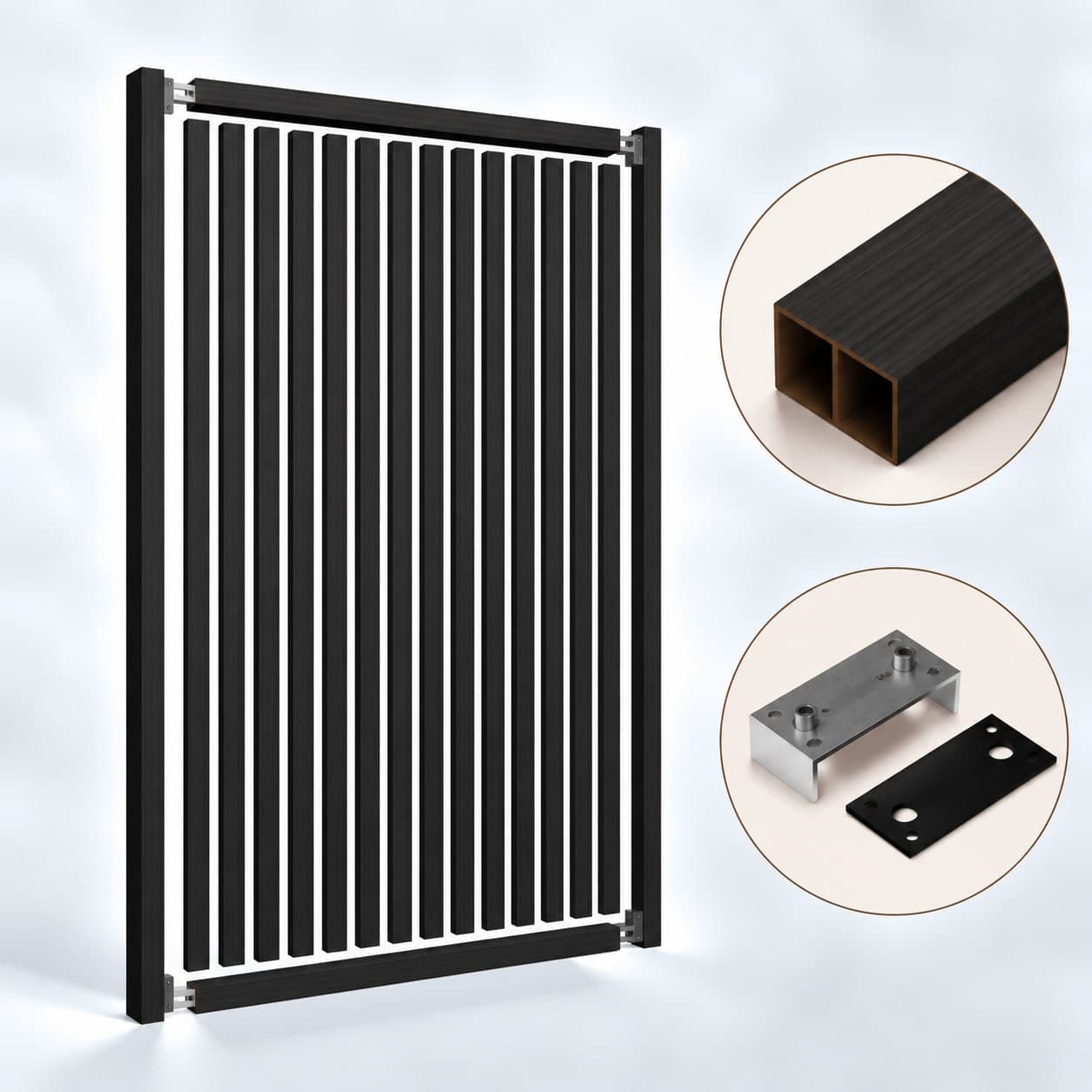 SIPA PURE Kit completo (16 toghe+2 basi orizzontali+staffe fisse) Divisorio Frangiluce in PVC Effetto Legno – rifilabile  1550x2900mm - 19