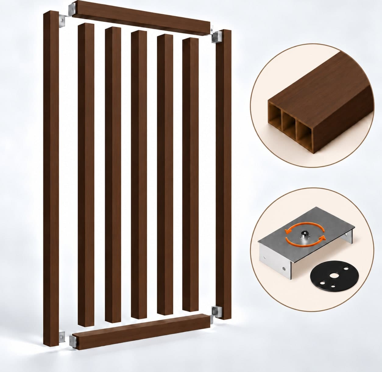 SIPA BOLD Kit completo (7 toghe+2 basi orizzontali+staffe GIREVOLI) Divisorio Frangiluce in PVC Effetto Legno – rifilabile  680x2900mm - 12