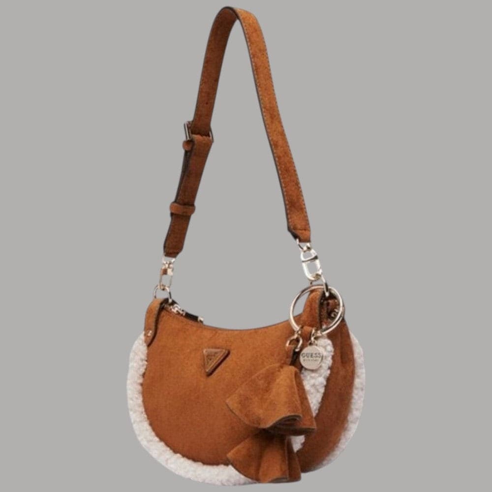 Borsa a spalla Guess Katie con inserti teddy - 2