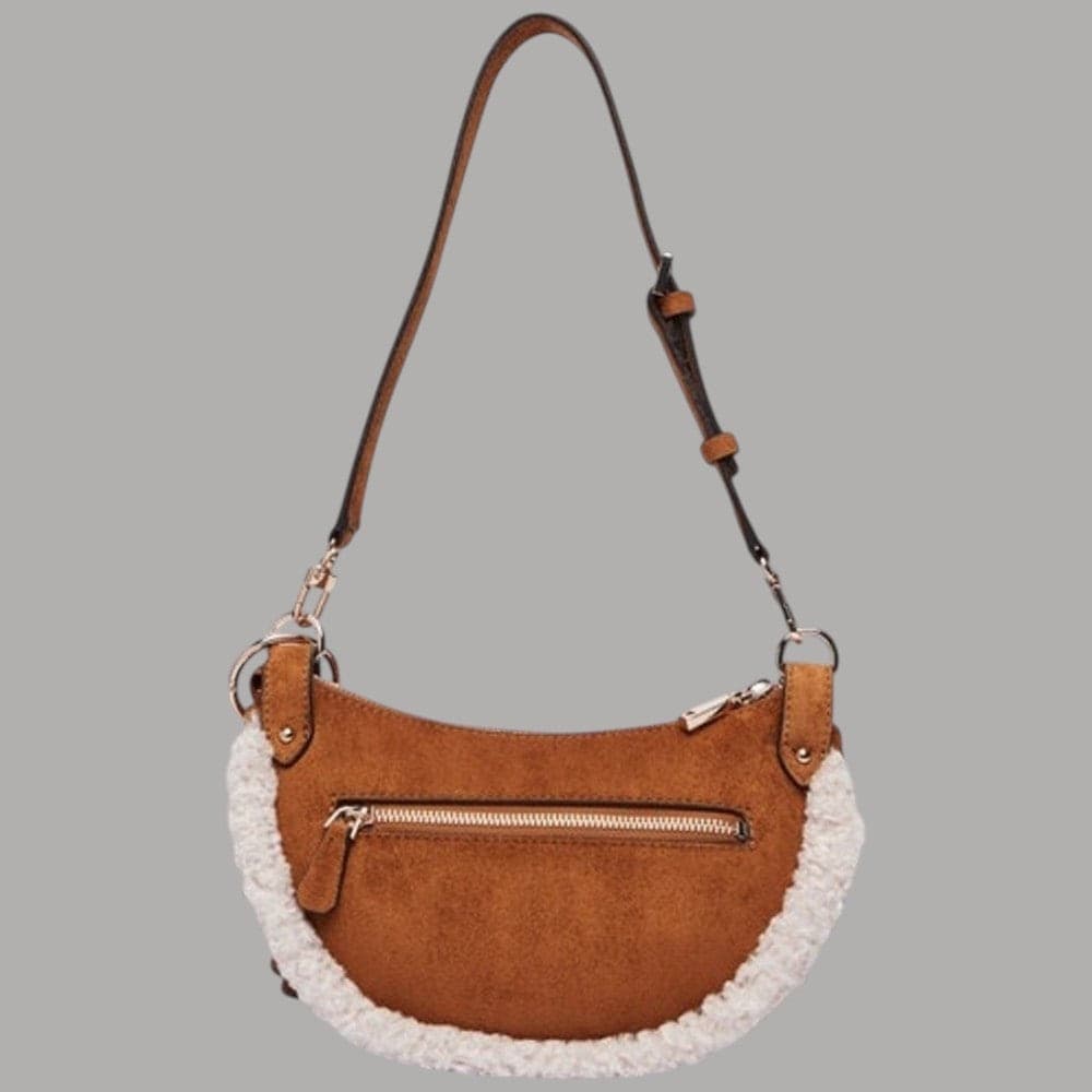 Borsa a spalla Guess Katie con inserti teddy - 4