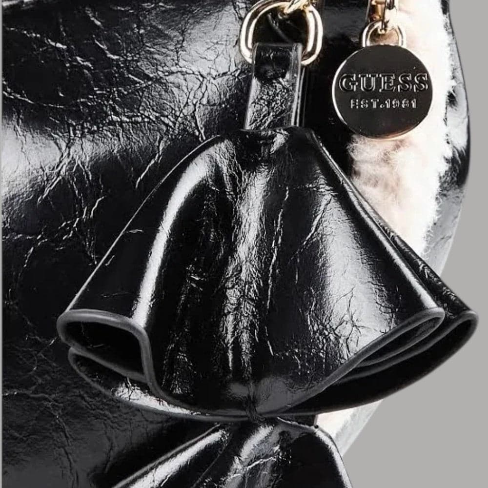 Borsa a spalla Guess Katie con inserti teddy e logo - 5