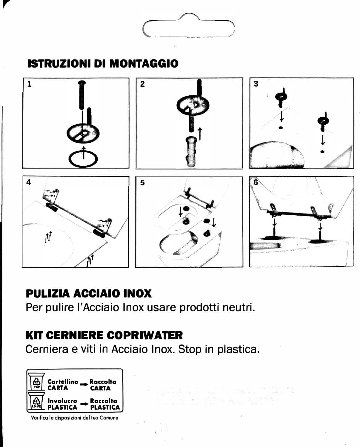 KIT CERNIERE PER COPRIWATER ACCIAIO INOX AD ESPANSIONE- ESCLU- pezzi 1 - 2