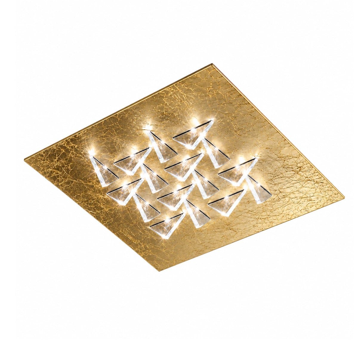 Plafoniera classica derna Fratelli Braga CRISTALLI 2052 PL60 T 14 LED metallo foglia oro metacrilato trasparente - 3