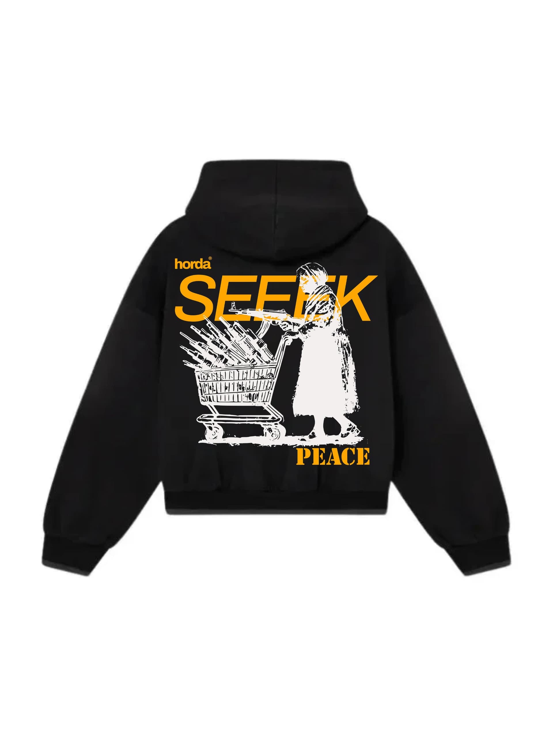 Felpa con Cappuccio Oversize Nera SEEK – Boxy Fit 330g - 3