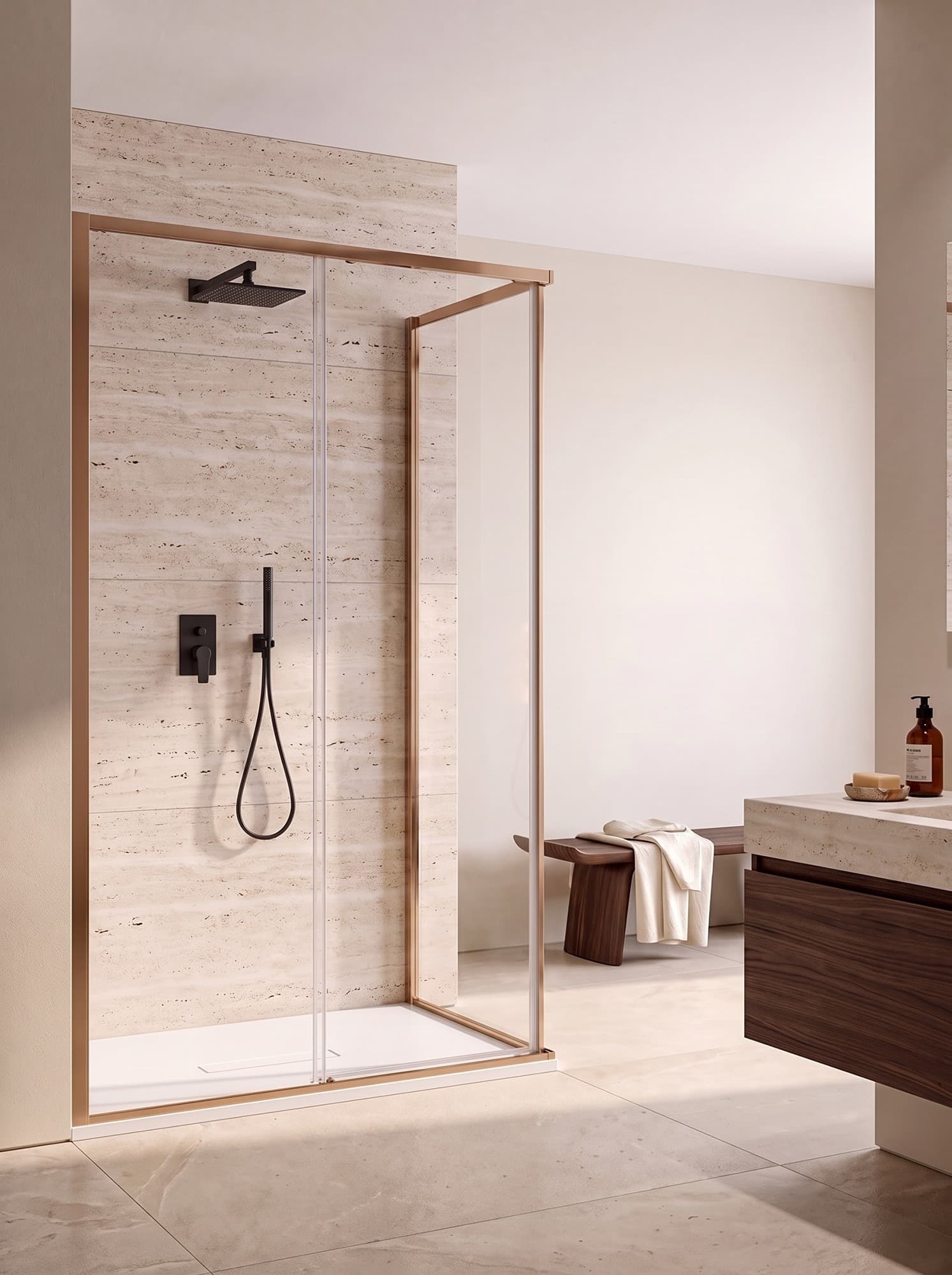 Box doccia bronzo scorrevole con vetro extra chiaro h200 8mm anticalcare DOMUS - 4