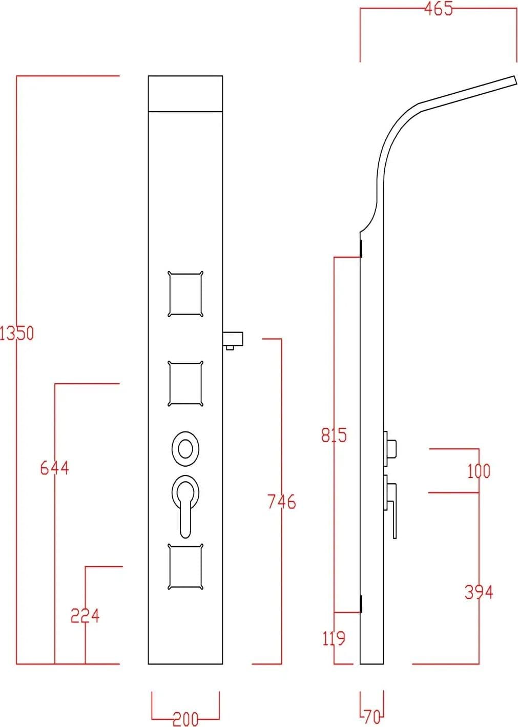 Colonna Doccia Idromassaggio 3 Getti Acciaio Inox Lucido H135 - 2