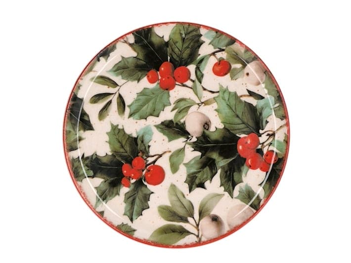 Alzata Natalizia Magical Holly in Stoneware Ø 26 cm - Piatto da Portata con Piedistallo, Decorazione Natalizia per Dolci, Torte e Dessert H&H - 2