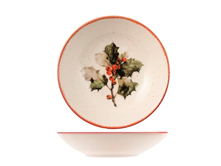 Servizio Piatti Natalizio Magical Holly 18 Pezzi in Stoneware - Set Tavola per 6 Persone con Piatti Piani, Fondi e Dessert, Design Coupe H&H - 3