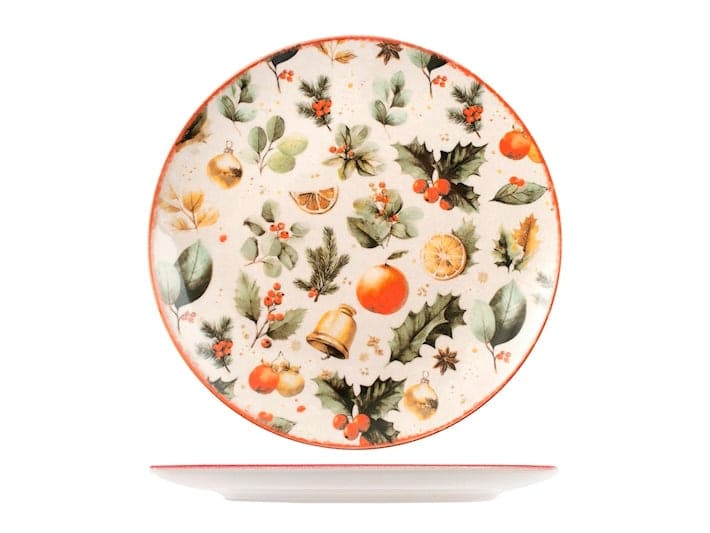 Servizio Piatti Natalizio Jingle Gifts 18 Pezzi in Stoneware - Set Tavola per 6 Persone con Piatti Piani, Fondi e Dessert, Design Coupe Elegante e Decorativo H&H - 2