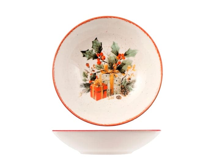 Servizio Piatti Natalizio Jingle Gifts 18 Pezzi in Stoneware - Set Tavola per 6 Persone con Piatti Piani, Fondi e Dessert, Design Coupe Elegante e Decorativo H&H - 3