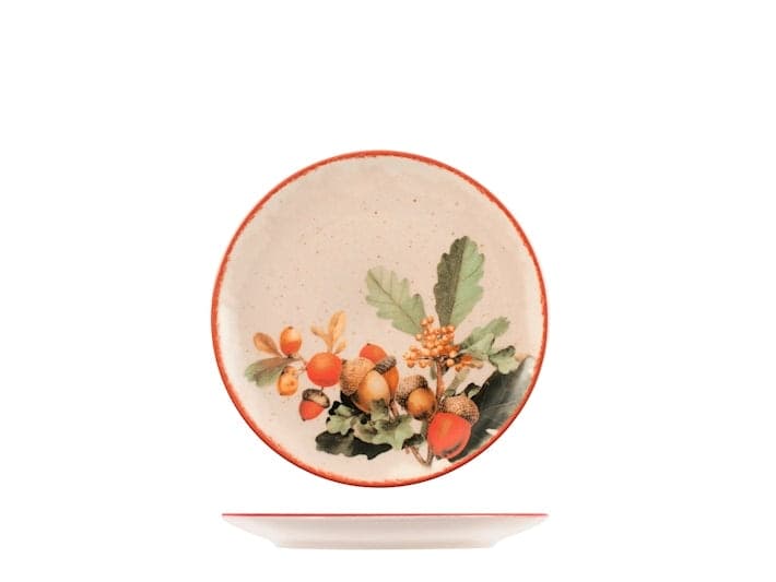 Servizio Piatti Crimson Leaves 18 Pezzi in Stoneware - Set Tavola per 6 Persone con Piatti Piani, Fondi e Dessert, Design Coupe Elegante e Decorativo H&H - 2