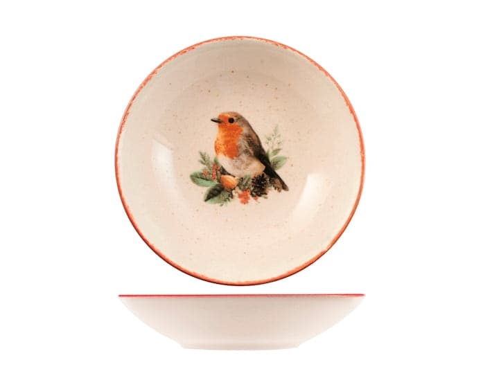 Servizio Piatti Crimson Leaves 18 Pezzi in Stoneware - Set Tavola per 6 Persone con Piatti Piani, Fondi e Dessert, Design Coupe Elegante e Decorativo H&H - 3