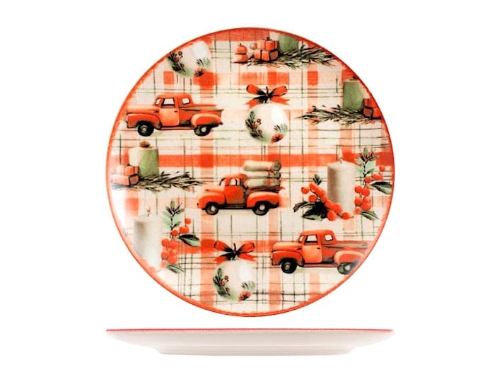 Servizio Piatti Natalizio Joyful Tradition 18 Pezzi in Stoneware - Set Tavola per 6 Persone con Piatti Piani, Fondi e Dessert, Design Coupe Elegante e Decorativo H&H - 2