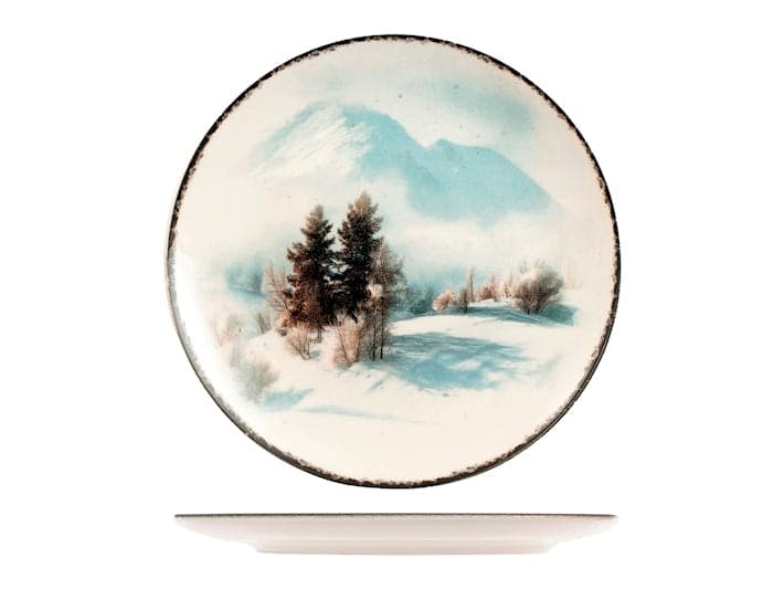 Servizio Piatti Natalizio Frost Morning 18 Pezzi in Stoneware - Set Tavola per 6 Persone con Piatti Piani, Fondi e Dessert, Design Coupe Elegante e Invernale H&H - 2
